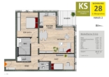 Grundriss WE28 - geräumige 3-Zimmer-Wohnung mit Sonnenbalkon und TG-Stellplatz im beliebten Kölner Süden